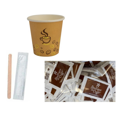 Kit 150 Unidades - Copos, Açúcar e Paletinas